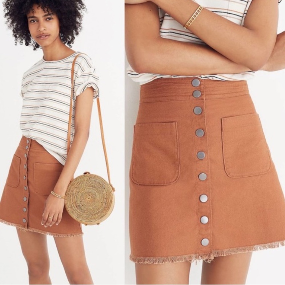 Madewell High Waist Snap Skirt In‎ Rust